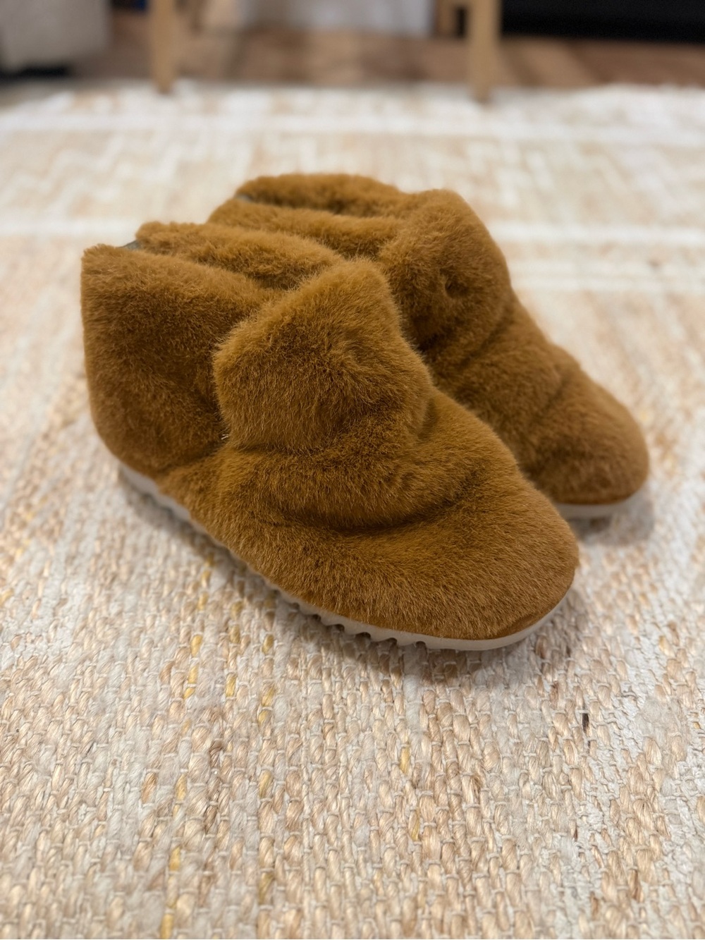 rag & bone Fuzzy Brown Moccasin Slippers